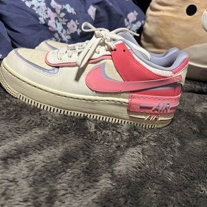 Nike Women's Air Force 1 Shadow Pink and Cream Sneakers